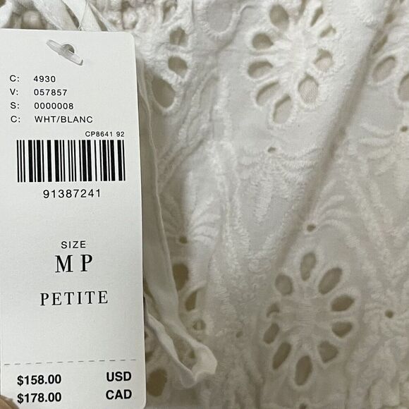 Anthropologie Pilcro Puff Sleeve Eyelet Playsuit Romper Jumper Size MP White NEW - Picture 7 of 9